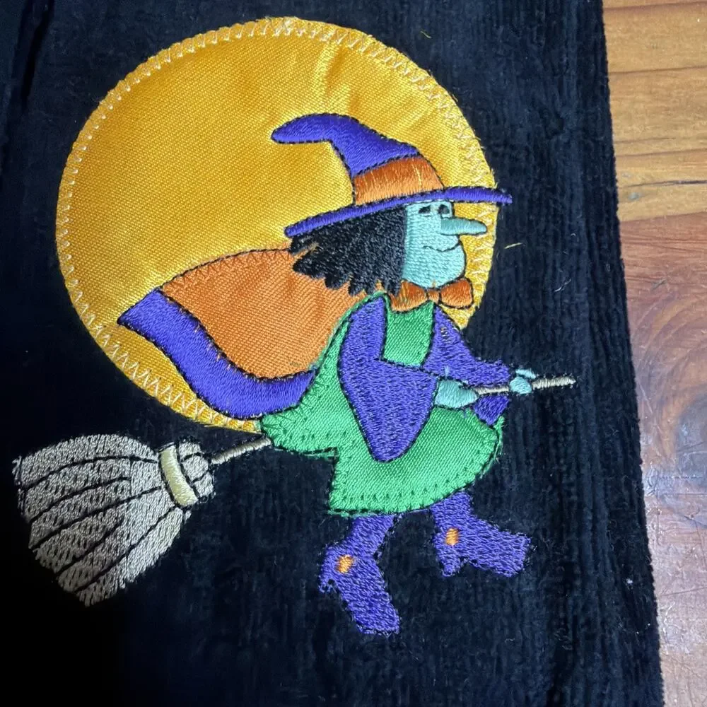 Set Of 4 Black Halloween Towels Witch JCPenney 11x17 New